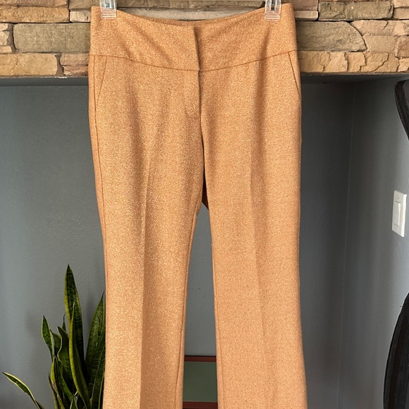 Retro 70s Vibes Metallic Wide Leg Pants Glitter Anthro Tracy Reese Orange Gold 8 - Picture 3 of 8